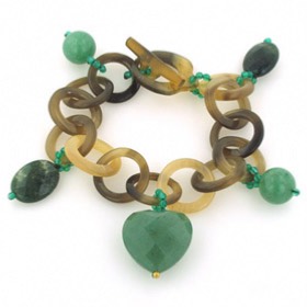 Aventurine, Green Agate and Gold Horn Bracelet Danielle