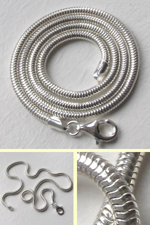 Length 27/" Italian Solid Sterling Silver 3mm Snake Chain Necklace