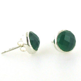 Faceted Green Onyx Stud Earrings Carly
