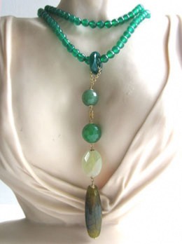 Green Agate, Aventurine and Prehenite Necklace Zinnia